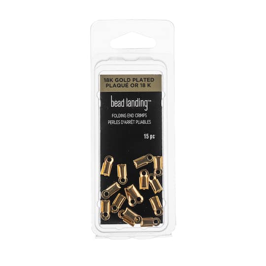 9mm 18K Gold-Plated Folding End Crimps by Bead Landing™